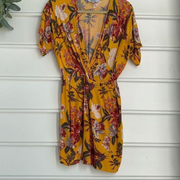 &‎ Other Stories Faux Wrap V-Neck Floral Mini Dress Yellow Size 6 - Picture 16 of 16